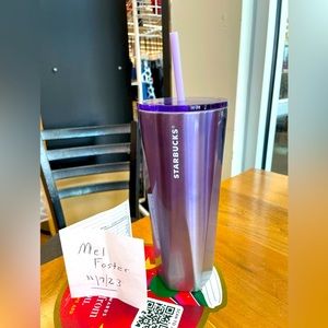 Starbucks Christmas purple silver ombre Stainless Steel Tumbler.